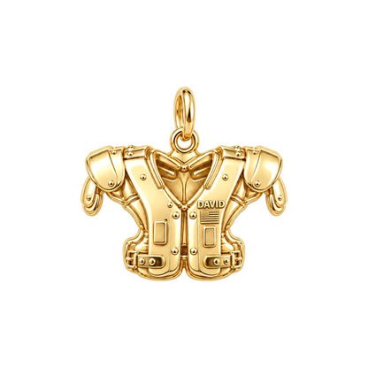 Gridiron Strength Charm Bracelet – Personalized Football Gift – 18K gold charm, front view