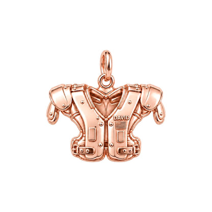 Gridiron Strength Charm Bracelet – Personalized Football Gift – rose gold charm, front view