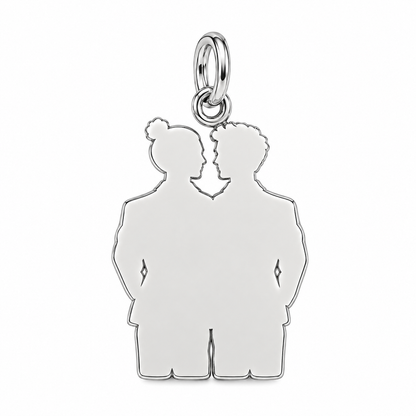 Groom And Groom Wedding Charm Bracelet – Personalized Couple Gift – back of the charm, engraving area