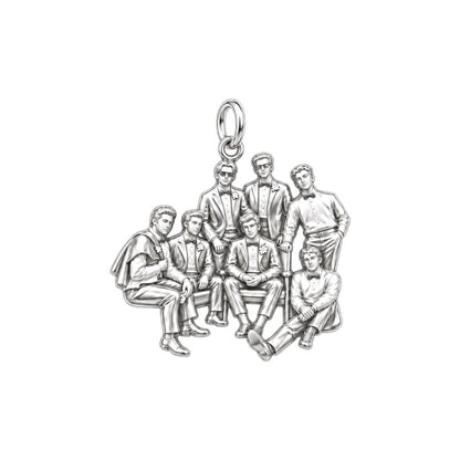 Groomsmen Brotherhood Charm Bracelet – Personalized Groom Gift – silver charm, front view