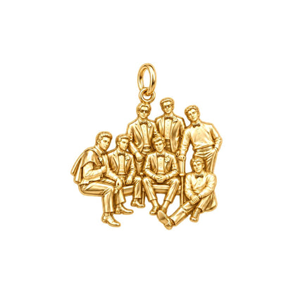 Groomsmen Brotherhood Charm Bracelet – Personalized Groom Gift – 18K gold charm, front view