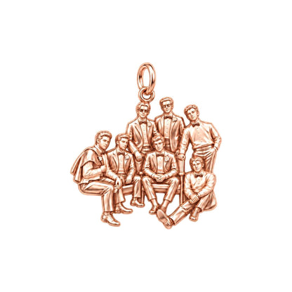 Groomsmen Brotherhood Charm Bracelet – Personalized Groom Gift – rose gold charm, front view