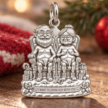 Grow Old Together Charm and Polyester Cord Bracelet Set – macro detail of the charm