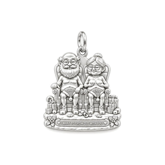 Grow Old Together Charm Bracelet – Personalized Couple Gift – silver charm, front view