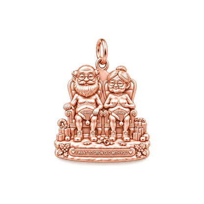 Grow Old Together Couple Charm and Polyester Cord Bracelet Set