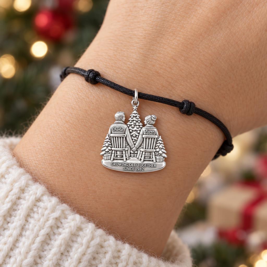 Growing Old Together Charm and Polyester Cord Bracelet Set