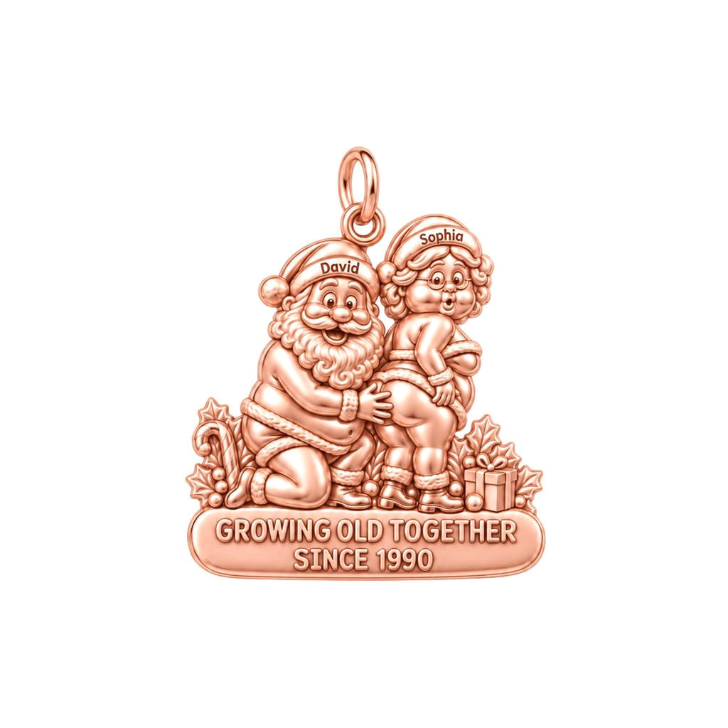 Growing Old Together Charm Bracelet – Personalized Couple Gift – rose gold 3 cm charm, front view