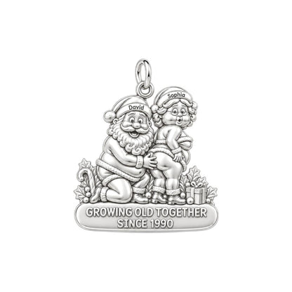 Growing Old Together Charm Bracelet – Personalized Couple Gift – silver plated 3 cm charm, front view