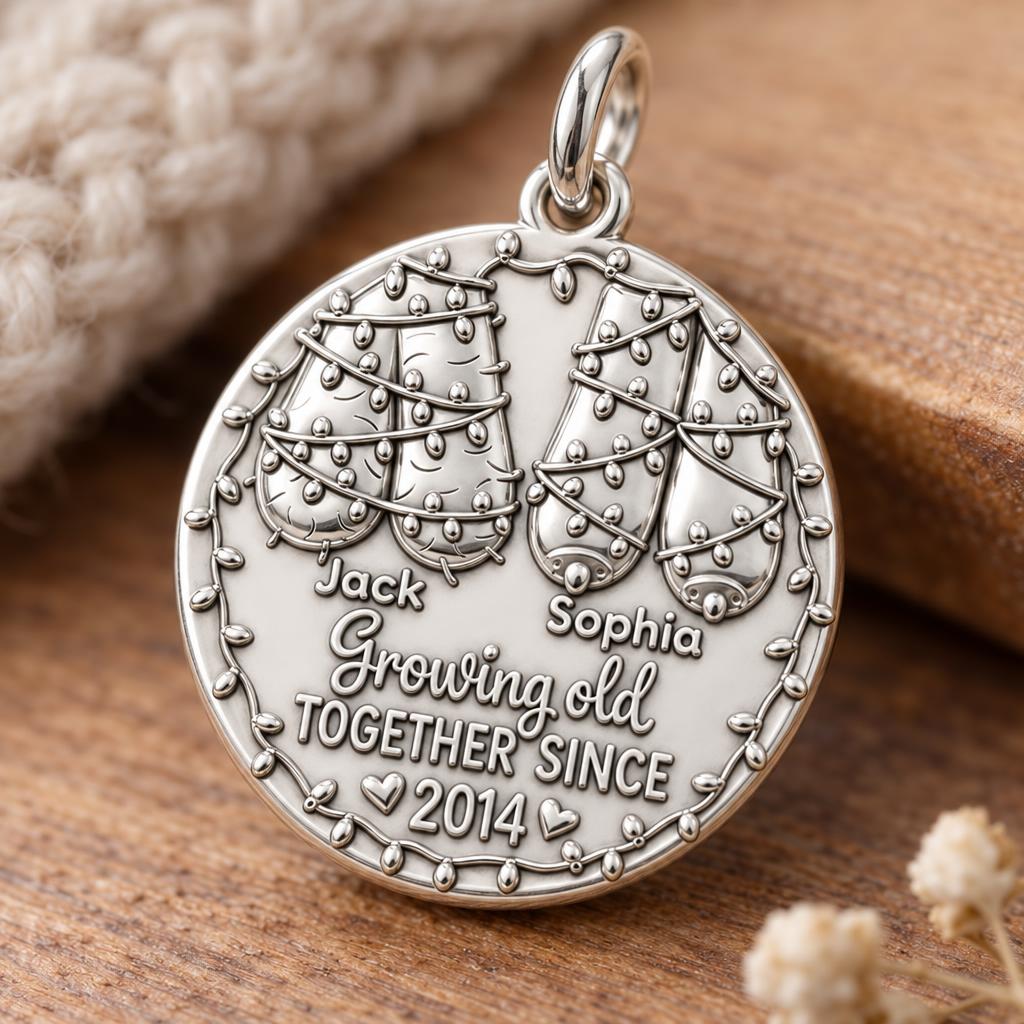 Growing Old Together Charm Bracelet – Personalized Couple Gift – macro detail of the charm
