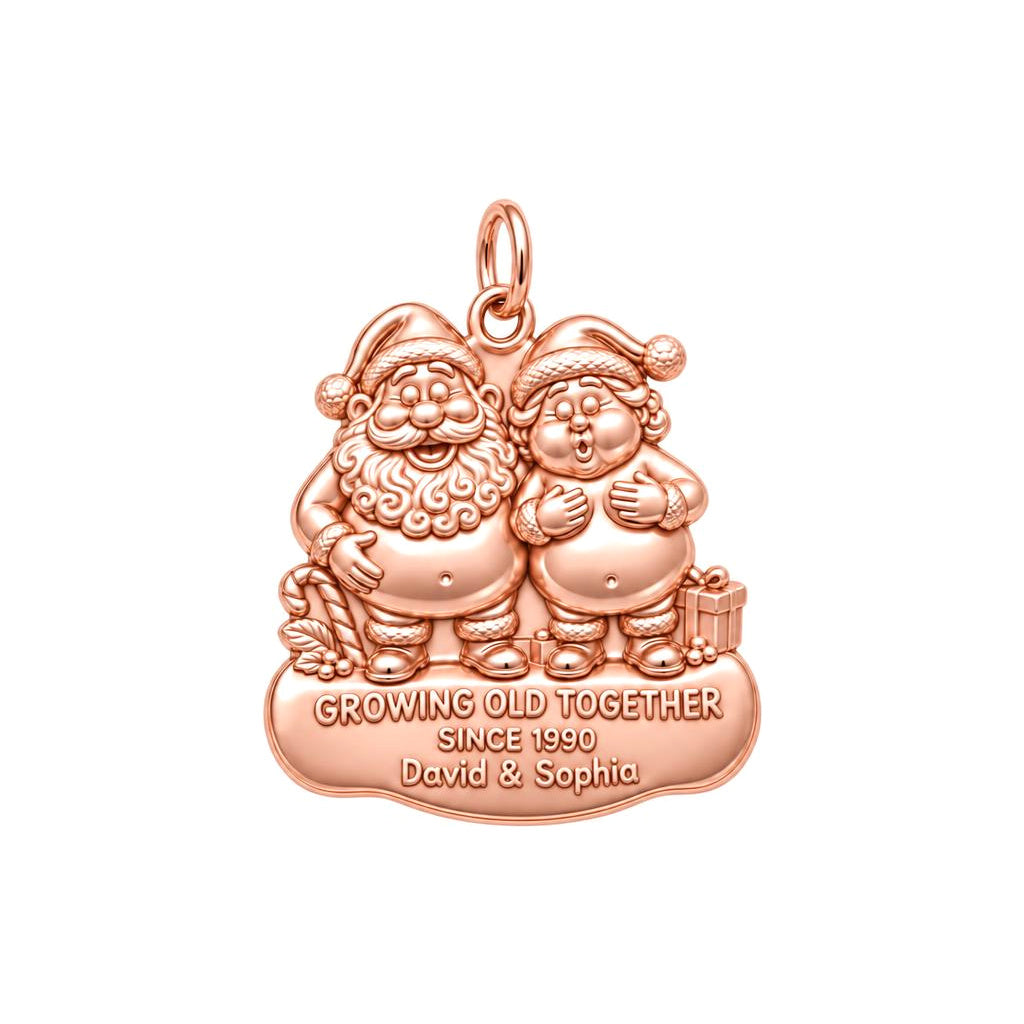 Growing Old Together Santa Couple Charm and Polyester Cord Bracelet Set