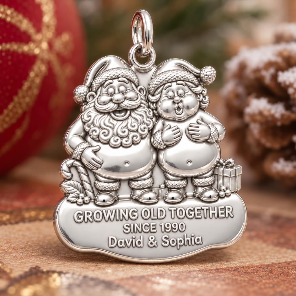 Growing Old Together Santa Couple Charm and Polyester Cord Bracelet Set