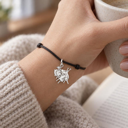 Growing Up Together Charm and Polyester Cord Bracelet Set