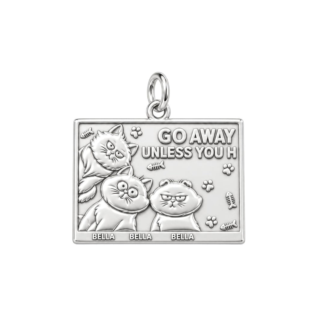 Grumpy Cat Family Charm Bracelet – Personalized Cat Mom Gift – silver plated 3 cm charm, front view