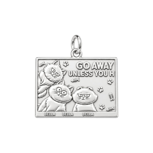 Grumpy Cat Family Charm Bracelet – Personalized Cat Mom Gift – silver plated 2 cm charm, front view