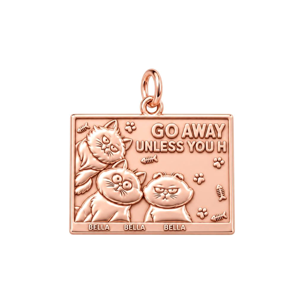 Grumpy Cat Family Charm Bracelet – Personalized Cat Mom Gift – rose gold 3 cm charm, front view