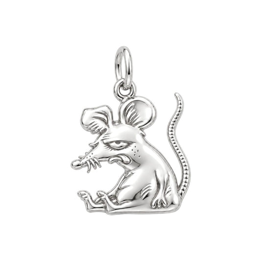 Grumpy Little Rat Charm Bracelet – Personalized Friend Gift – silver charm, front view