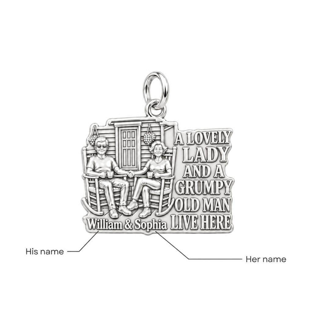 Grumpy Old Man Porch Charm Bracelet – Personalized Couple Gift – personalization guide