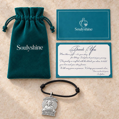 Guardian Angel Dad Charm Bracelet – Personalized Dad Gift – Soulyshine velvet pouch and gift card