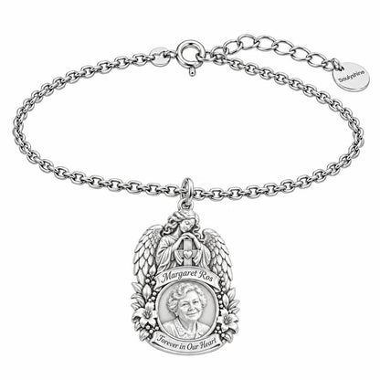 Guardian Angel Memorial Charm Bracelet Set – silver, front view