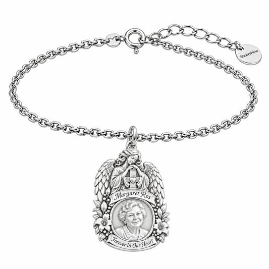 Guardian Angel Memorial Charm Bracelet Set – silver, front view