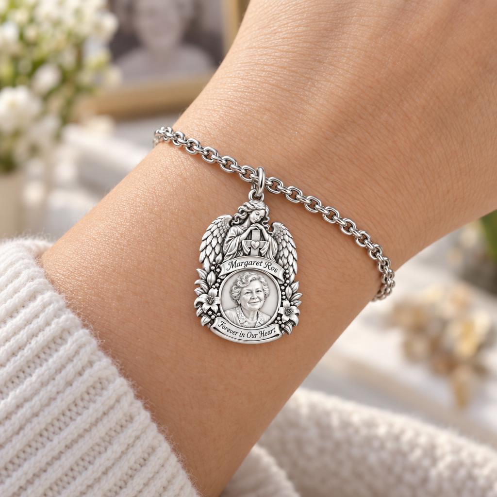 Guardian Angel Memorial Charm Bracelet Set – worn / in use