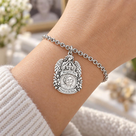 Guardian Angel Memorial Charm Bracelet Set – worn / in use