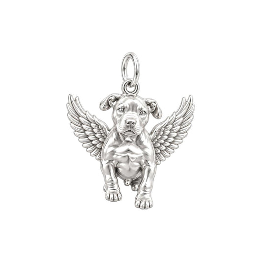 Guardian Angel Pup Charm Bracelet – Personalized Dog Mom Gift – silver charm, front view