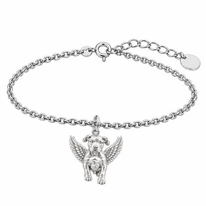 Guardian Angel Pup Charm Bracelet Set – silver, front view