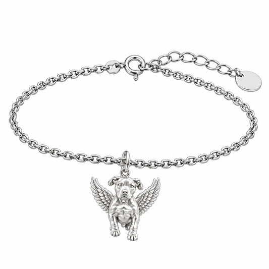 Guardian Angel Pup Charm Bracelet Set – silver, front view
