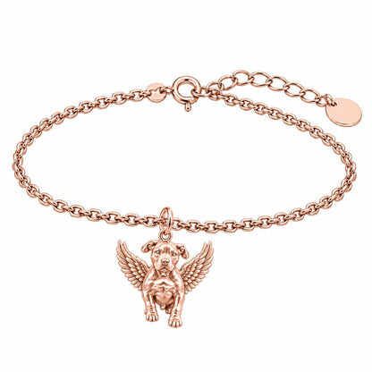 Guardian Angel Pup Charm Bracelet Set – rose gold, front view