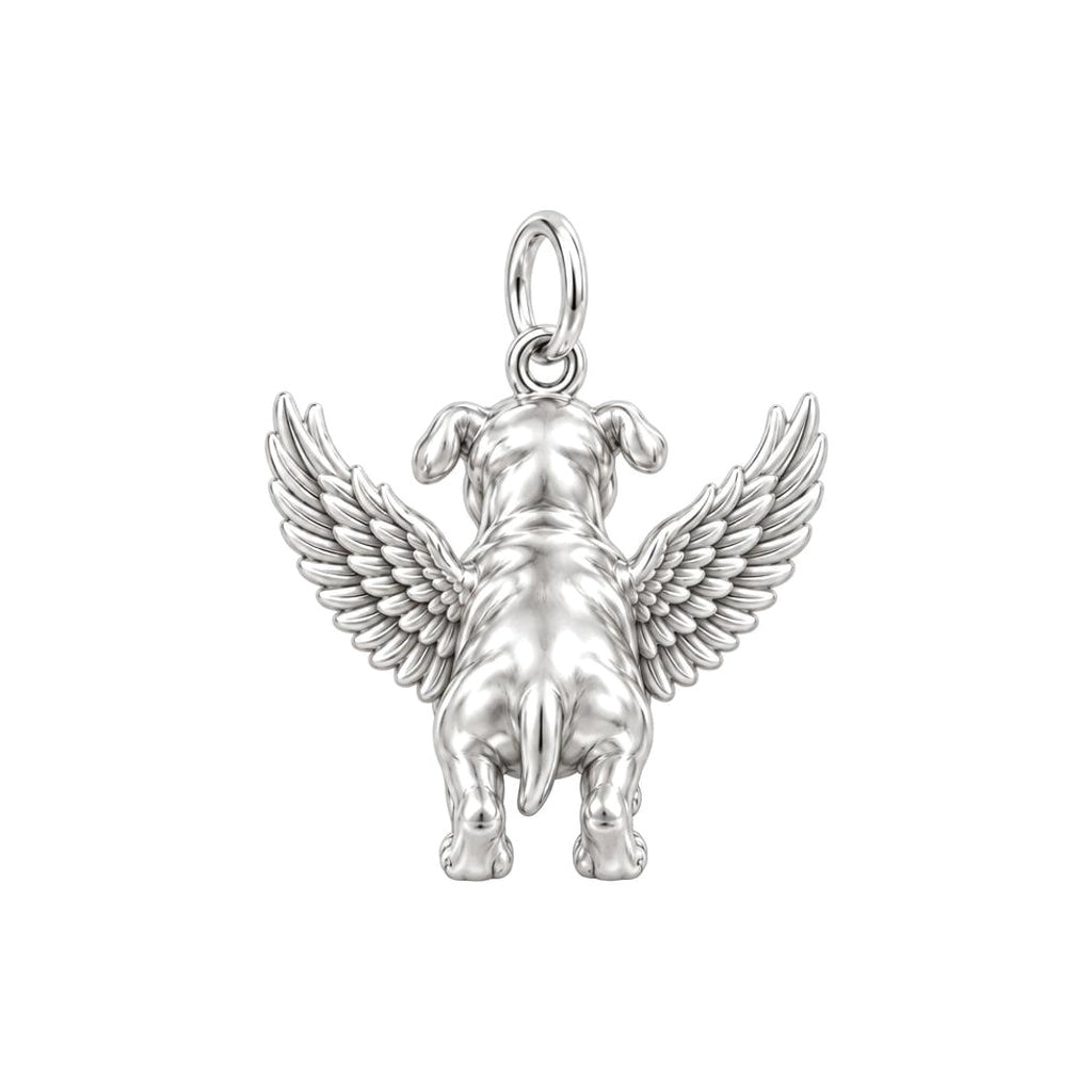 Guardian Angel Pup Charm Keychain – back of the charm, engraving area
