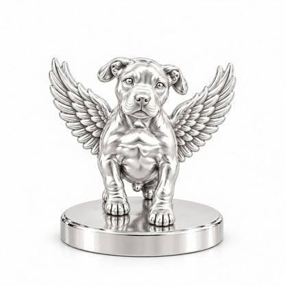 Guardian Angel Pup Keepsake Plaque – silver, front view