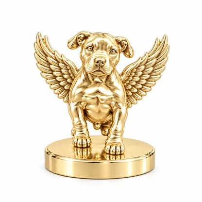 Guardian Angel Pup Keepsake Plaque – 18K gold, front view