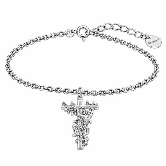 Guardian Lineman Light Charm Bracelet Set – silver, front view