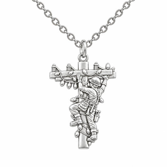 Guardian Lineman Light Charm Necklace Set – silver, front view