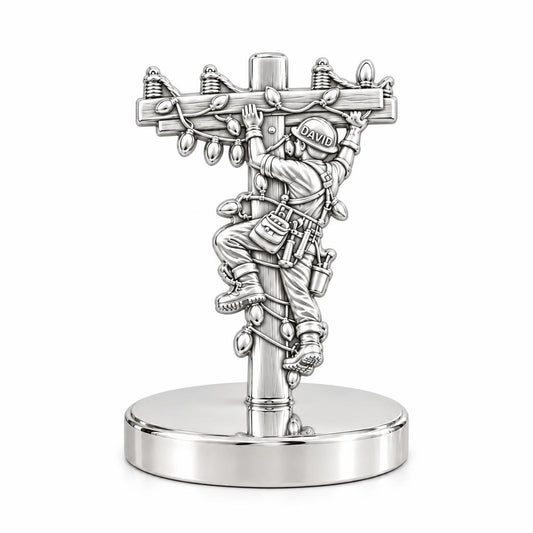 Guardian Lineman Light Keepsake Plaque – silver, front view
