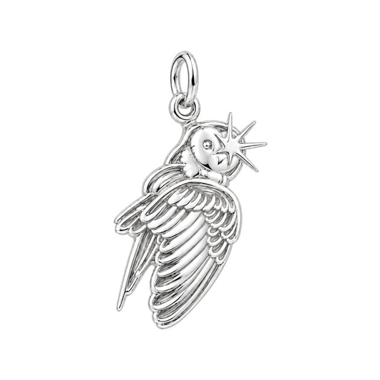 Guiding Star Angel Wing Charm Bracelet – Personalized Mom Gift – silver charm, front view