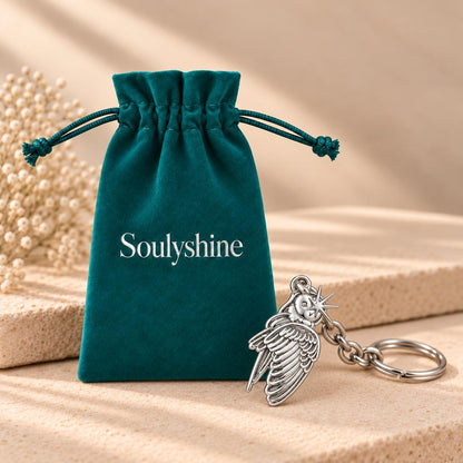 Guiding Star Angel Wing Charm Keychain – Soulyshine velvet gift pouch