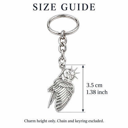 Guiding Star Angel Wing Charm Keychain – size guide, 3.5 cm (1.38 in) charm, chain and keyring excluded