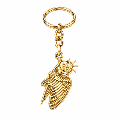 Guiding Star Angel Wing Charm Keychain – 18K gold, front view