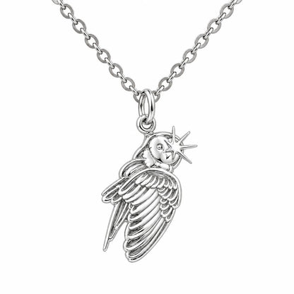 Guiding Star Angel Wing Charm Necklace Set – silver, front view