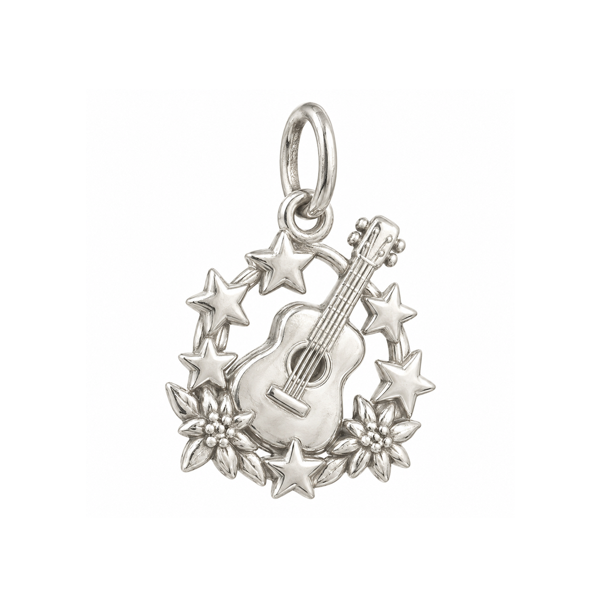 Guitar and Seven Stars Charm — Silver — 50-works-silver-20260916-143