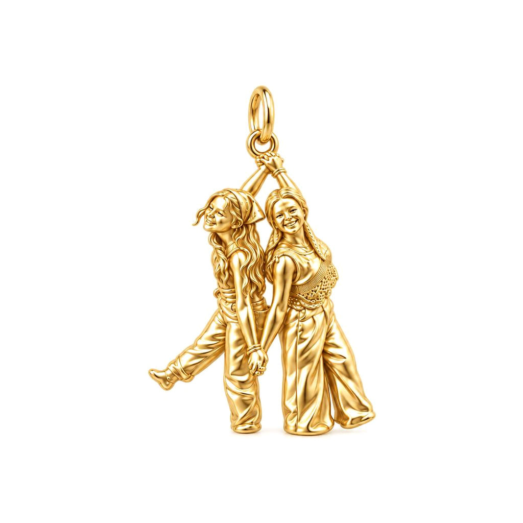 Hand in Hand Friendship Charm Bracelet – Personalized Bestie Gift – 18K gold charm, front view