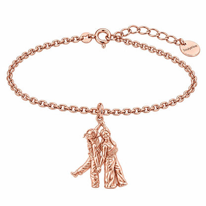 Hand in Hand Friendship Charm Bracelet Set – rose gold, front view
