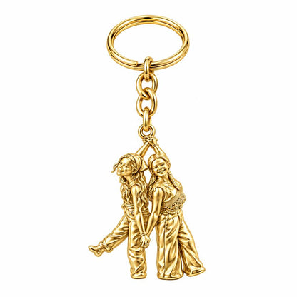 Hand in Hand Friendship Charm Keychain – 18K gold, front view