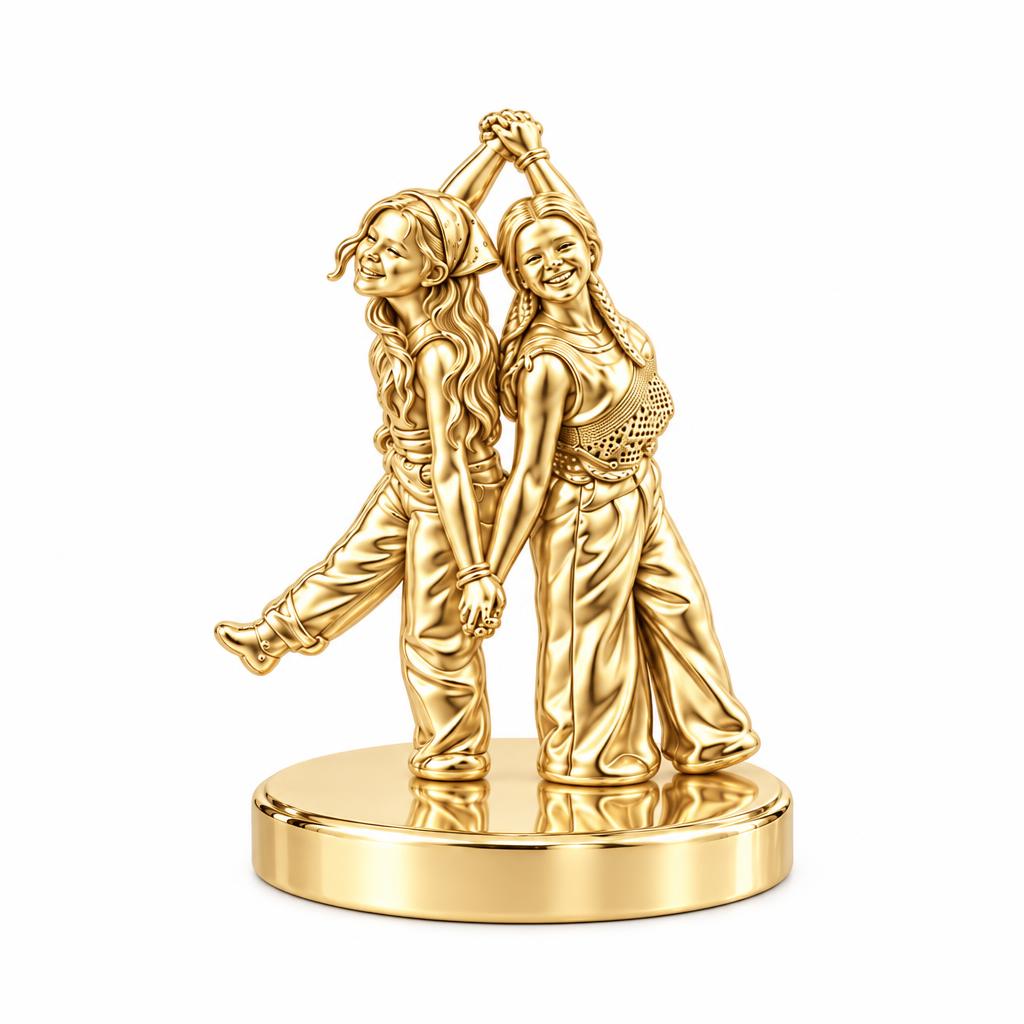 Hand in Hand Friendship Keepsake Plaque – 18K gold, front view