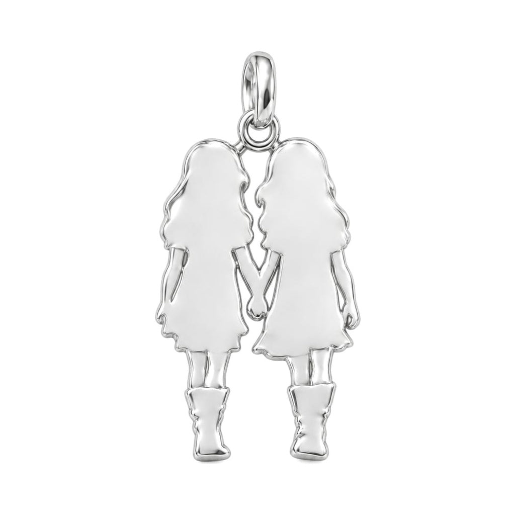Hand in Hand Sisters Charm Keychain – back of the charm, engraving area