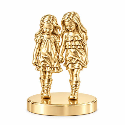 Hand in Hand Sisters Keepsake Plaque – 18K gold, front view