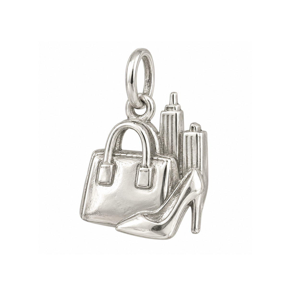 Handbag, High Heel and Skyline Charm — Silver — 50-works-silver-20260916-15