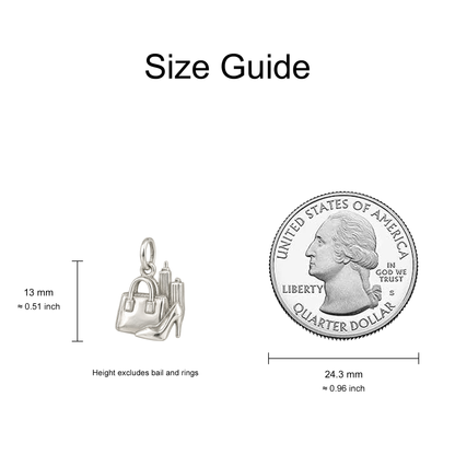 Handbag, High Heel and Skyline Charm — Size Guide — 13 mm body excluding bail and rings — 50-works-silver-20260916-15